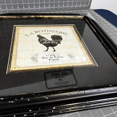 Rooster Picture NEW Black Frame Antique Reproduction