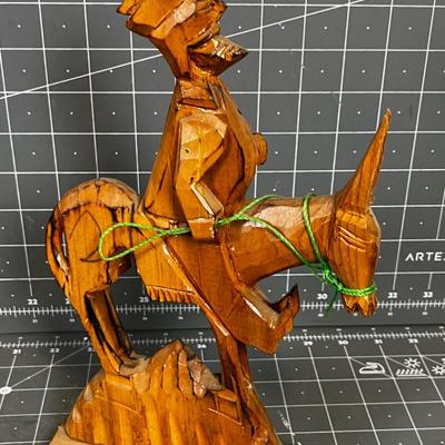 Sancho on his Donkey, Wood Carving 