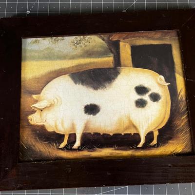 Folk Art Print of Pig
