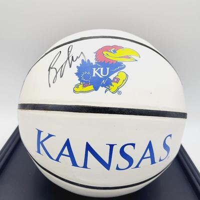 BILL SELF KU SIGNED BASKETBALL WITH FRAMED CASE