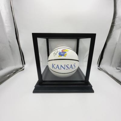 BILL SELF KU SIGNED BASKETBALL WITH FRAMED CASE