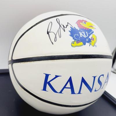 BILL SELF KU SIGNED BASKETBALL WITH FRAMED CASE