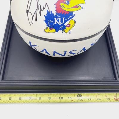 BILL SELF KU SIGNED BASKETBALL WITH FRAMED CASE