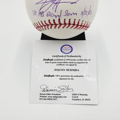 JEREMY HERMIDA - 1ST AB GRAND SLAM 8/31/05 AUTHENTICATED SIGNED BASEBALL