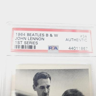1964 BEATLES B & W JOHN LENNON AUTHENTICATED 1ST SERIES CARD W/ CASE
