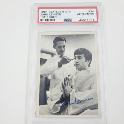 1964 BEATLES B & W JOHN LENNON AUTHENTICATED 1ST SERIES CARD W/ CASE