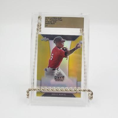 2018 NOELVI MARTE PRE-PRODUCTION PROOF LEAF METAL DRAFT CARD W/ CASE
