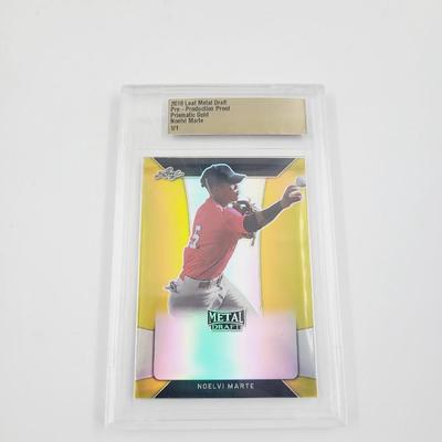 2018 NOELVI MARTE PRE-PRODUCTION PROOF LEAF METAL DRAFT CARD W/ CASE