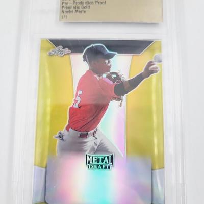 2018 NOELVI MARTE PRE-PRODUCTION PROOF LEAF METAL DRAFT CARD W/ CASE