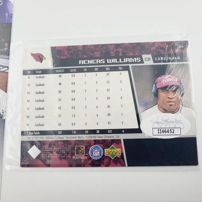 JSA AUTHENTICATED RENERS WILLIAMS SIGNED FOOTBALL CARD