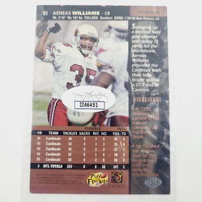 JSA AUTHENTICATED AENEAS WILLIAMS SIGNED FOOTBALL CARD