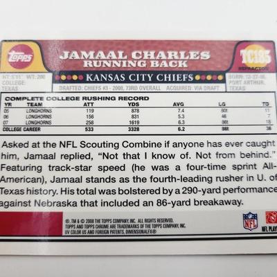 2008 TOPPS CHIEFS JAMAAL CHARLES RUNNING BACK FOOTBALL CARD