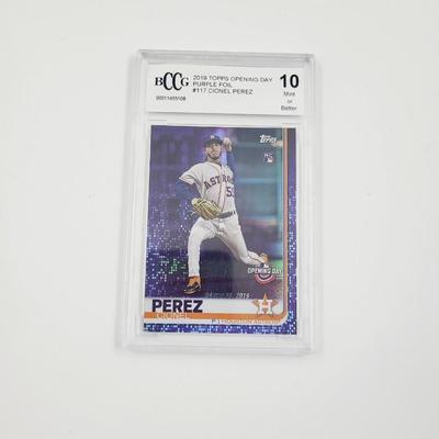 BCCG 2019 TOPPS OPENING DAY PURPKE FOIL #117 CIONEL PEREZ BASEBALL CARD PROTECTED MINT