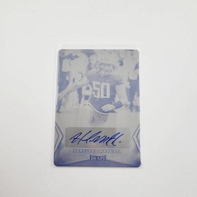 2018 LEAF DRAFT FOOTBALL RETAIL BLACK PLATE CARD #BA-HM1 AUTOGRAPHED BY HERCULES MATA'AFA