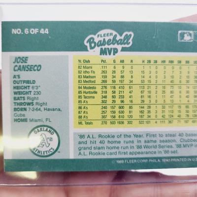 1989 FLEER BASEBALL MVP JOSE CANSECO BASEBALL CARD