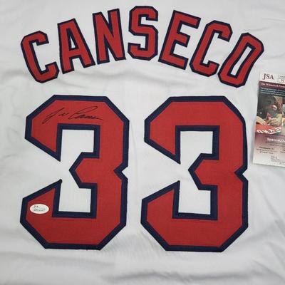 JSA AUTHENTICATED RED SOX JOSE CANSECO SIGNED BASEBALL JERSEY