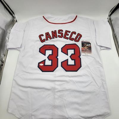 JSA AUTHENTICATED RED SOX JOSE CANSECO SIGNED BASEBALL JERSEY