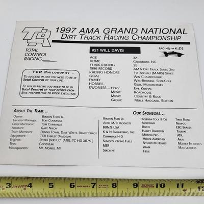 #21 WILL DAVIS SIGNED PICTURE - 1997 DIRT TRACK RACING