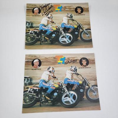 #21 WILL DAVIS & #23 KEVIN ATHERTON SIGNED PICTURES - 1996 AMA GRAND NATIONAL DIRT TRACK RACING CHAMPIONSHIP