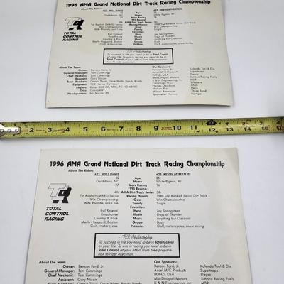 #21 WILL DAVIS & #23 KEVIN ATHERTON SIGNED PICTURES - 1996 AMA GRAND NATIONAL DIRT TRACK RACING CHAMPIONSHIP