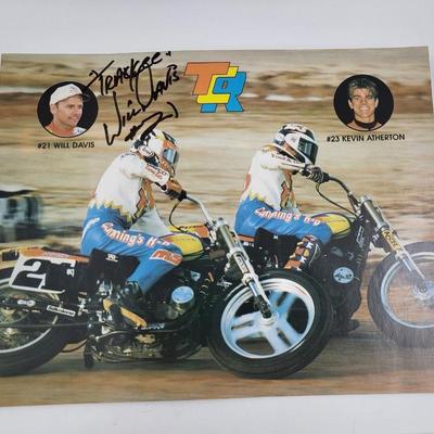 #21 WILL DAVIS & #23 KEVIN ATHERTON SIGNED PICTURES - 1996 AMA GRAND NATIONAL DIRT TRACK RACING CHAMPIONSHIP