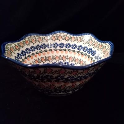 ARTISTIC CERAMIC SERVING BOWL HAND MADE IN POLAND