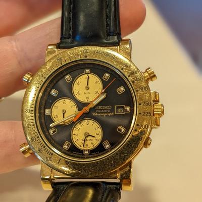 Vintage Seiko Quartz Chronograph Mens Wrist Watch 7T32-7A9L