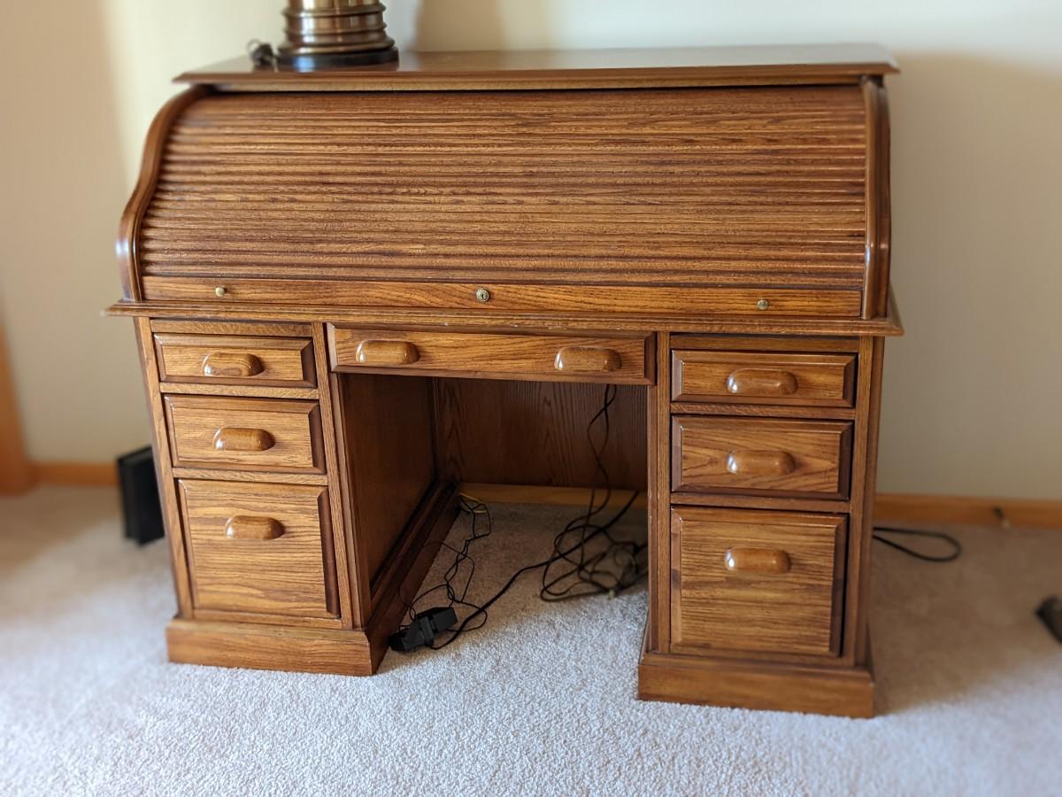 National Mt. Airy Oak Roll Top Desk