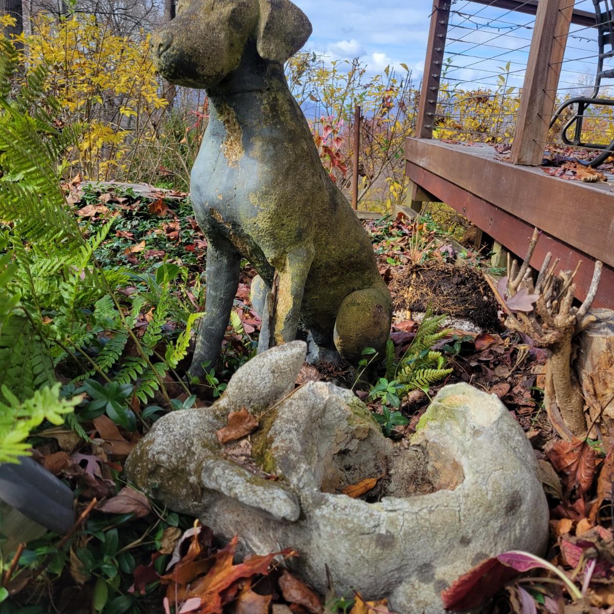 Concrete Dog and Bunny Statues (DDW)