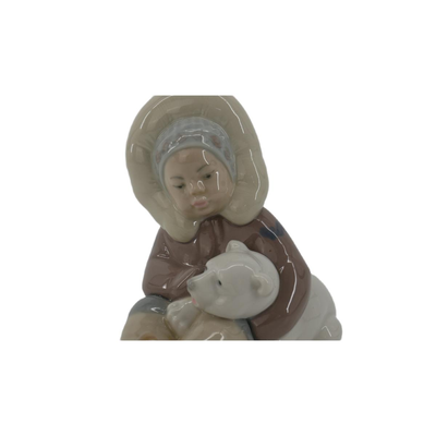 Lladro Eskimo Child with Polar Bear Figurine