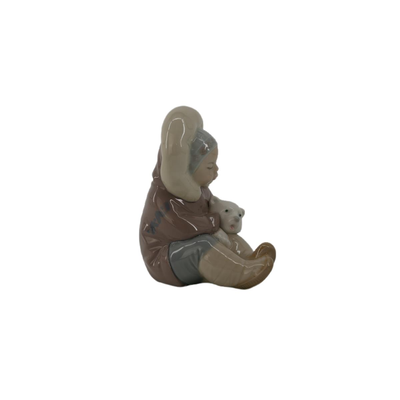 Lladro Eskimo Child with Polar Bear Figurine