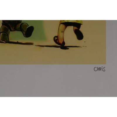 Playing Robot and Girl Signed Print 