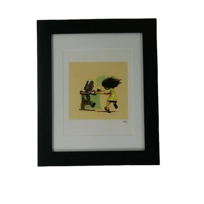 Playing Robot and Girl Signed Print 