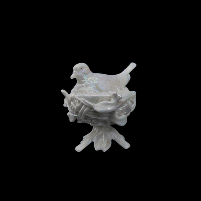 Vintage Westmoreland Iridescent Bird and Nest Dish Bowl