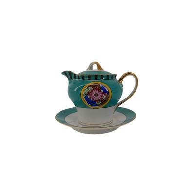 Hand Painted Miniature Teapot and Saucer