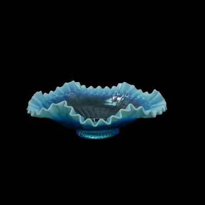 Vintage Ruffled Glass Dish Bowl
