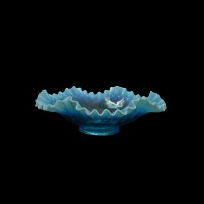 Vintage Ruffled Glass Dish Bowl