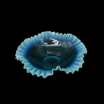 Vintage Ruffled Glass Dish Bowl
