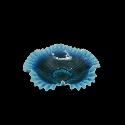 Vintage Ruffled Glass Dish Bowl