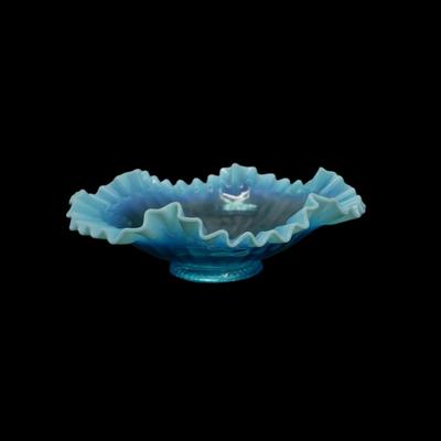 Vintage Ruffled Glass Dish Bowl
