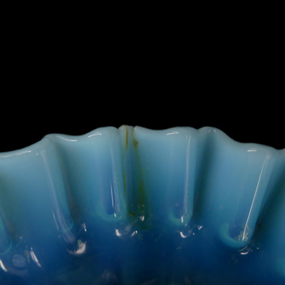 Vintage Ruffled Glass Dish Bowl