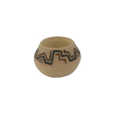 Signed Navajo Sand Art Planter Pot