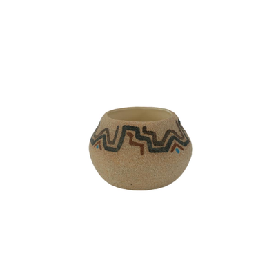 Signed Navajo Sand Art Planter Pot