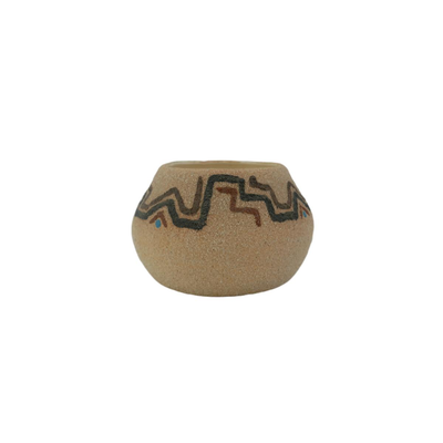 Signed Navajo Sand Art Planter Pot