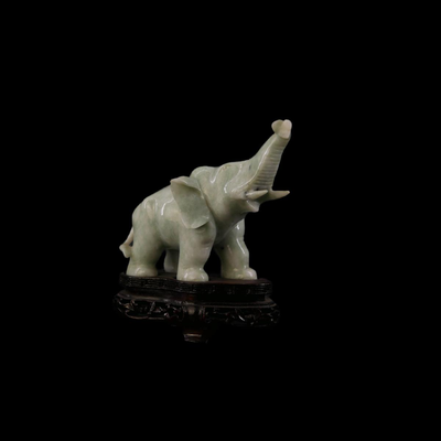 Chinese Celadon Jade Elephant Figurine