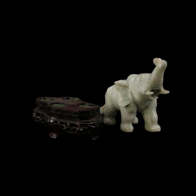 Chinese Celadon Jade Elephant Figurine