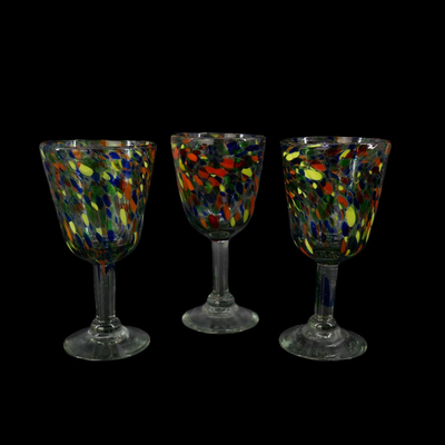 (3 pcs) Multicolored Artisan Hand Blown Water Glasses