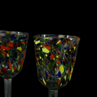 (3 pcs) Multicolored Artisan Hand Blown Water Glasses