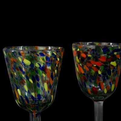 (3 pcs) Multicolored Artisan Hand Blown Water Glasses