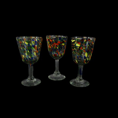 (3 pcs) Multicolored Artisan Hand Blown Water Glasses